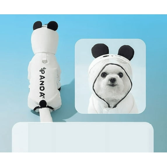Dog Raincoat Dog Raincoat Pet Clothes for Chihuahua Maltese Full Body Waterproof Dog Raincoat with Leash Attachment (Panda,M)