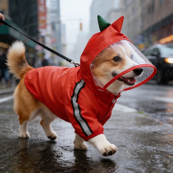 Dog Raincoat with Hood, Full Coverage Dog Rain Jacket Slicker Poncho, Reflective Dog Slicker Poncho Adjustable Waterproof Lightweight Rain Jacket for Dogs