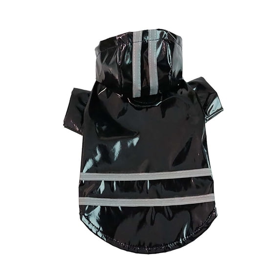 Dog Raincoat Jacket Reflective Adjustable Hooded Pet Poncho Rain Coat with Leash Hole for Small to X-Large Dogs(S,Black)