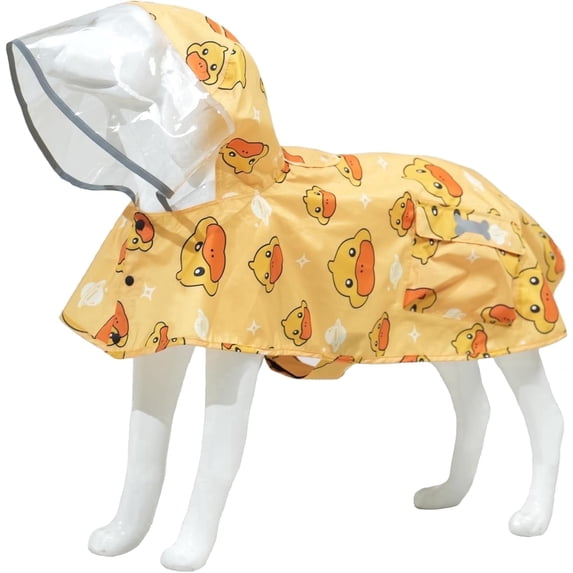 Dog Raincoat, Lightweight Waterproof & Reflective with Hood, Adjustable Pet Poncho(Yellow Duck,XX-Large)
