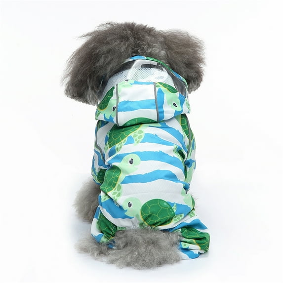 Dog Raincoat, Pet Sports Shirt, Dog Apparel With Reflective Chest Strap, Light Blue S - Waterproof, Breathable, Full Coverage With Hood, Button Closure - For Small Dogs, Outdoor