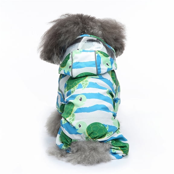 Dog Raincoat, Reflective Dog Jacket With Hood, Blue Turtle Pattern Pet Rain Gear For Small Dogs - Waterproof, Breathable Mesh Lining, Adjustable Buttons, Lightweight For Outdoor