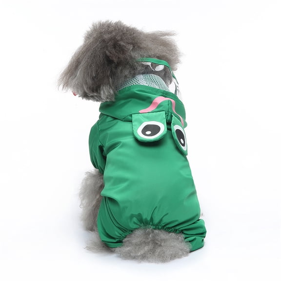 Dog Raincoat With Reflective Harness, Frog Design Pet Jacket For Outdoor Activities, Green S Size - Waterproof Dog Apparel With Hood, Breathable Fabric For Small Dogs, Ideal For