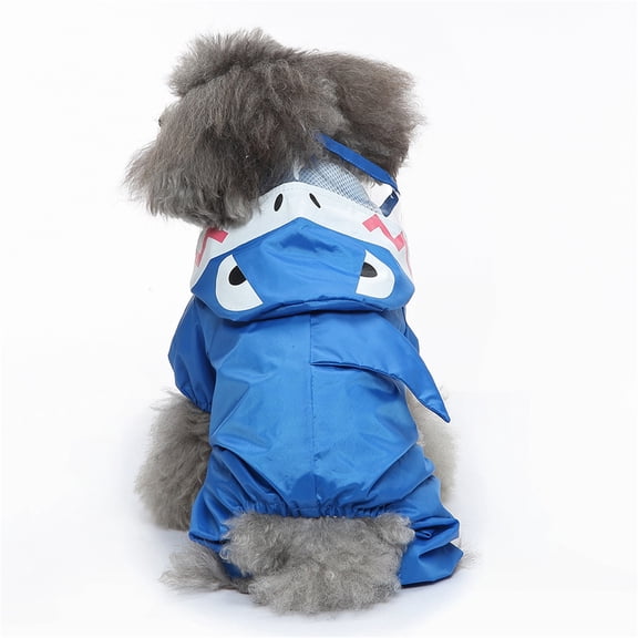 Dog Raincoat With Reflective Harness, Waterproof Blue Shark Design Pet Apparel With Hood And Leg Coverage - For Small Dogs, Ideal For Outdoor Walks, Rainy Days, Daily Use, Pet