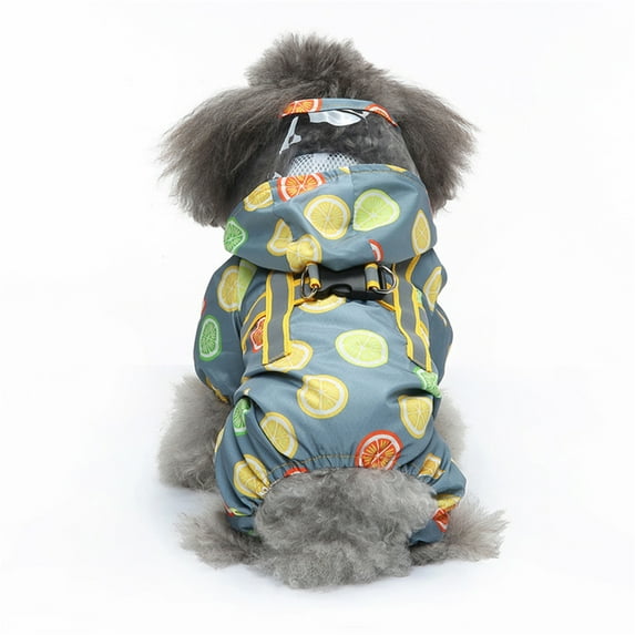 Dog Raincoat With Reflective Strap, Pet Sports Shirt, Dog Apparel With Hood, Citrus Print Dog Clothing - Water-Resistant, Breathable, Adjustable For Small Medium Dogs, Outdoor