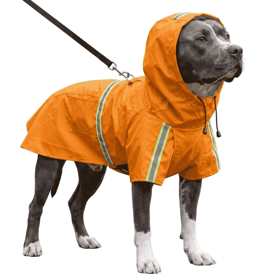 Reflective Waterproof Dog Raincoat, Full-Body Rain Suit with Hood (Orange,XL)