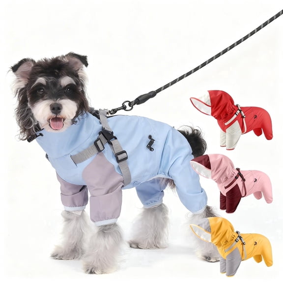Dog Raincoat, Waterproof Dog Rain Jacket with Hood, Rain Coat with Leash Hole, Reflective Strap for Small Medium Dogs, Outdoor Adventures/Walking Lightweight Puppy（Pink,3XL）
