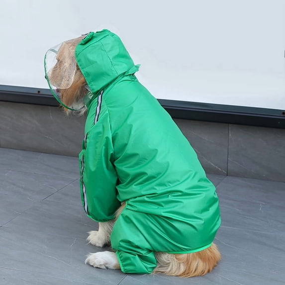 Dog Raincoat Waterproof & Quick-Drying Puppy Rain Coat with Hood and Leash Hole Cute Hooded Rain Poncho Gear Clothes for Small Medium Large Dogs(4XL,Green)