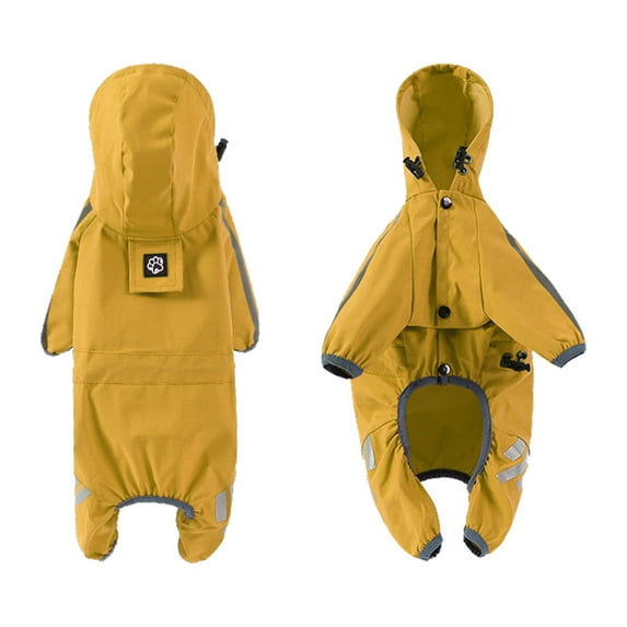 Dog Raincoat Waterproof Reflective Full Body Jumpsuit for Medium Dogs Like Corgi Pet Rain Gear with Hood for Rainy Day Walking and Outdoor UseL