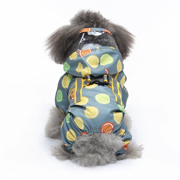Dog Raincoat With Reflective Strap, Waterproof Pet Rain Jacket With Hood, Lemon Print Dog Apparel For Small Medium Dogs, Outdoor Walking, Rainy Days