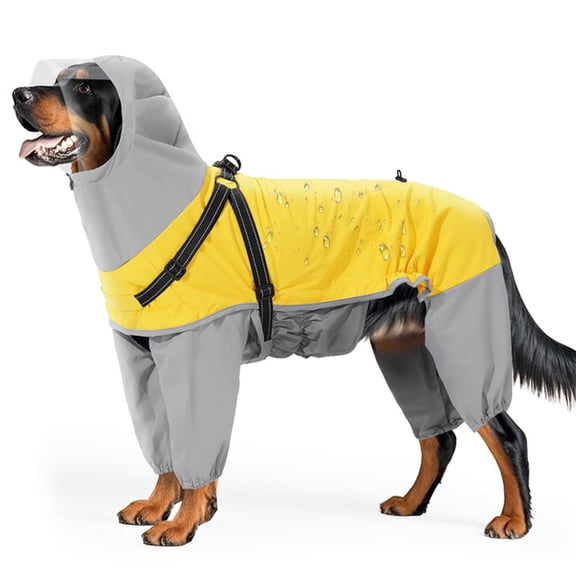Dog Raincoat with Hood for Collie  Windproof & Reflective for Night Walks, Jogging, Backpacking  Adjustable Fit, M