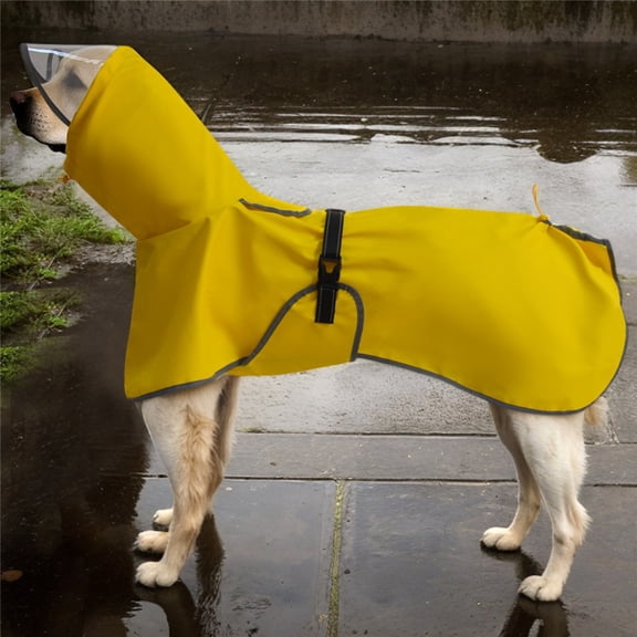 Dog Raincoat with Hood for Dog, Waterproof Dog Rain Jacket with Reflective Strip Adjustable Belly Strap Lightweight PonchoXL,yellow