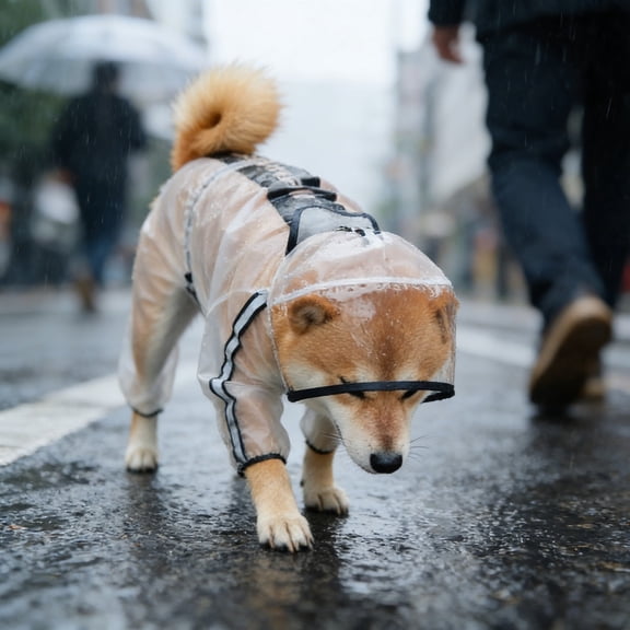 Dog Raincoat with Leash Hole, Hoodie with Reflective Strip Slicker Clear Dog Rain Coat,Transparent Jacket for Small Medium Large Dogs