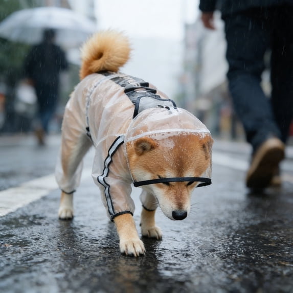 Dog Raincoat with Leash Hole, Hoodie with Reflective Strip Slicker Clear Dog Rain Coat,Transparent Jacket for Small Medium Large Dogs