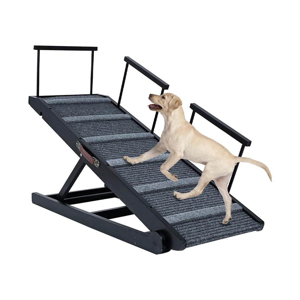 Dog Ramp 4 Level Folding Pet Ramp for Middle Bed Couch SUV High Traction Adjustable Portable Paw Ramps Great for Small Large Old Dogs Cats Supports up to 200 lbs 47.2 L x 15 W x 27.6 H Black Walmart.c...