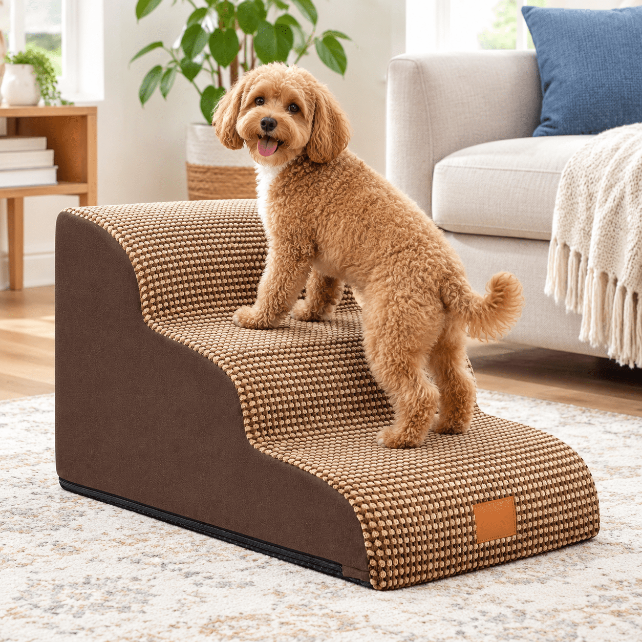 Dog Ramp And Stairs For Bed Coffee 3 Steps 16