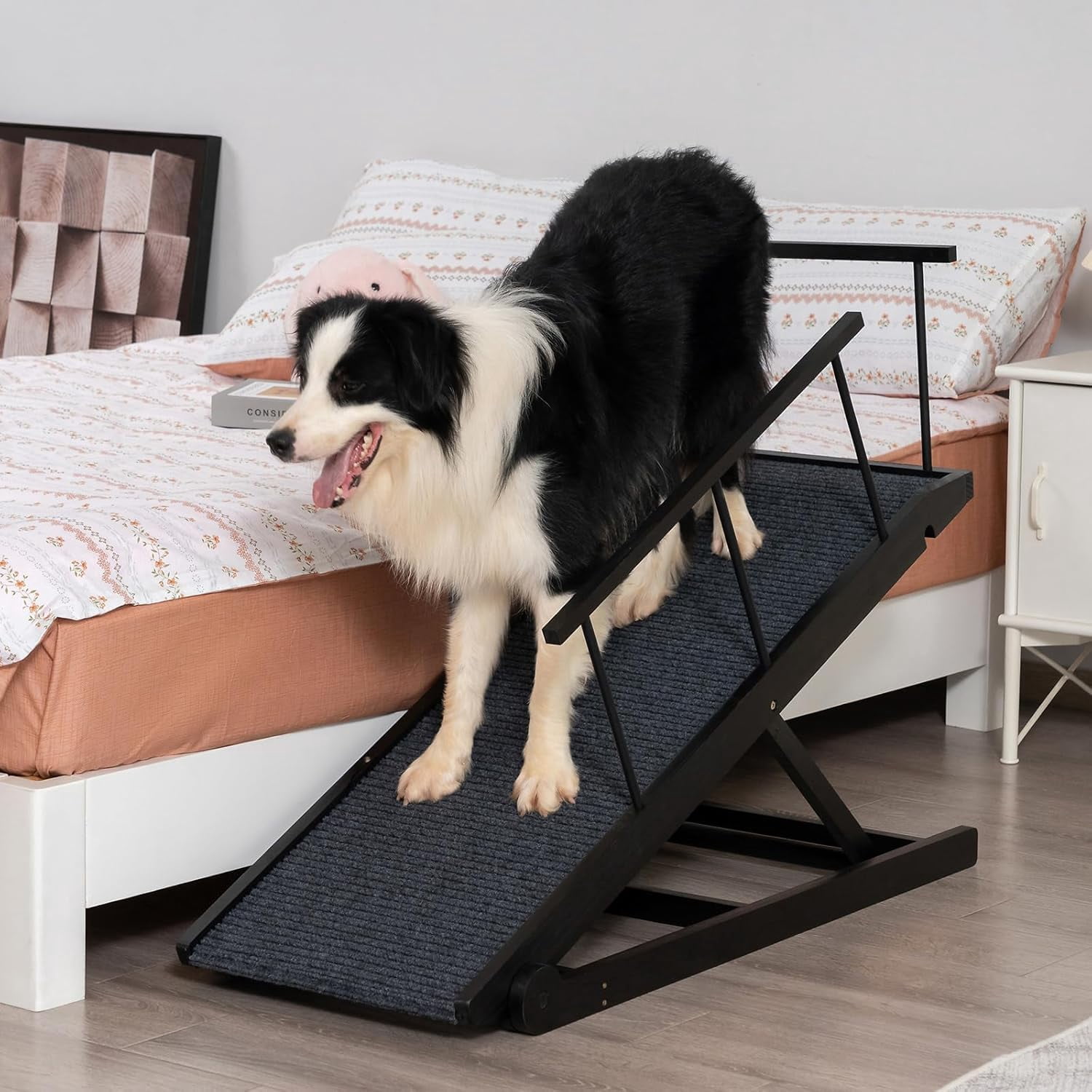Image showcasing Dog Ramp for Bed, Pet Steps Stairs for Small and Large Dog Portable for ...