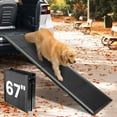 thumbnail image 1 of Dog Ramp for Car, 67''x 17'' Extra Long Folding Dog Ramp, Pet Ramp for Large Dogs with Non-Slip Rug Surface, Portable Dog Steps Up to 250LBS, Outdoor Dog Ramp for Car, SUV, Truck, 1 of 7