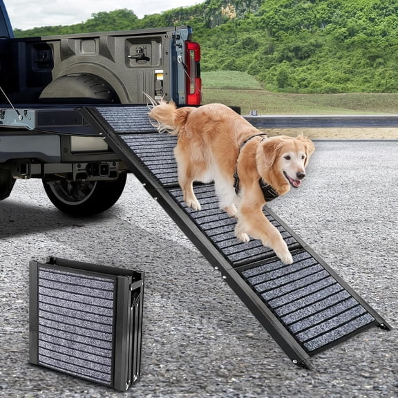 Dog Ramp for Car, 71" Long & 17.3" Wide Portable Dog Ramps for Large Dogs with Non-Slip Rug Surface Dog Car Ramp for SUV Car & Truck, Folding Dog Ramp Up to 250LBS