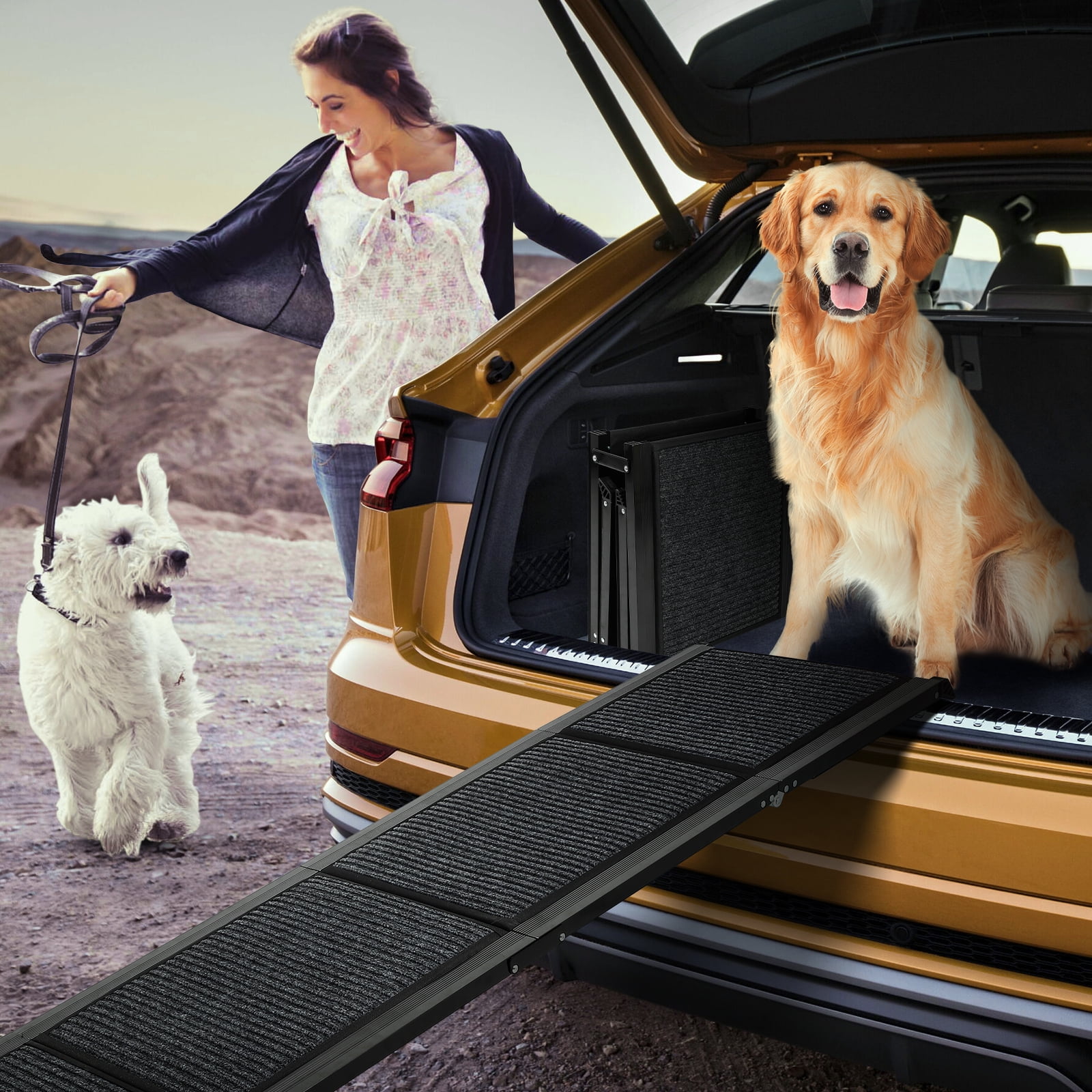 Dog Ramp for Car71" x 17Extra Long Wide Folding Pet Ramp Dog Ramps for Large Dogs with Non-Slip Rug Surface Portable Dog Car Ramp for SUV Car & Truck