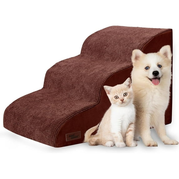 Dog Ramp for Couch Or Bed, 3-Step Dog Stairs & Steps for Small Dogs and Old Cats, Soft and Non-Slip Pet Steps, Suitable for Short-Legged Dogs, Injured Pets