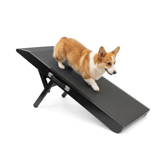 Dog Ramp for Couch and Bed, 4 - Level Adjustable Foldable Pet Ramp for Small Dogs, Wide Non - Slip EVA Surface with Glow Strips for Safe Climbing, Supports up to 200 Lbs, Black
