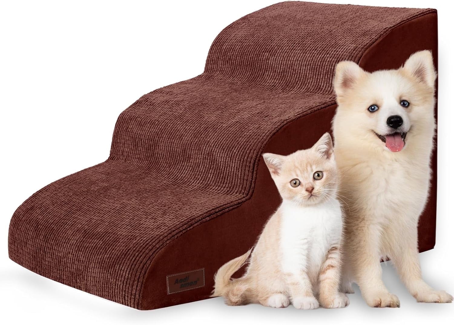 Dog Ramp for Couch Or Bed, 3Step Dog Stairs & Steps for Small Dogs and Old Cats, Soft and Non