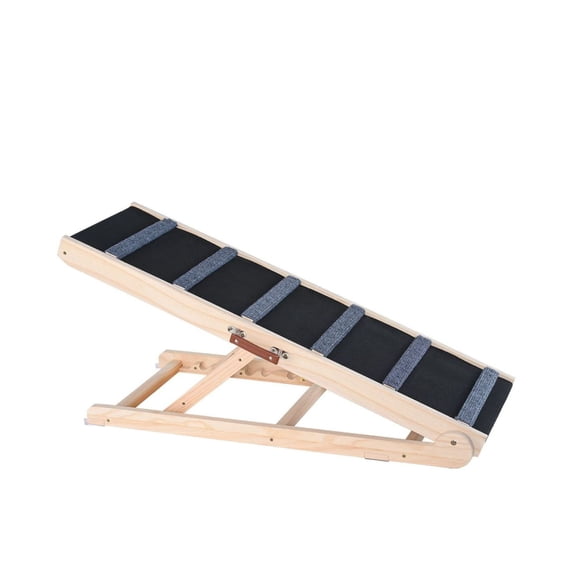 Dog Ramp Folding Pet Ramp for Bed, Adjustable Wooden Dog Ramp for Small Large Dogs Cats, 41.3" Long Ramp Adjustable 13.77"-25.59", Sofa, Car