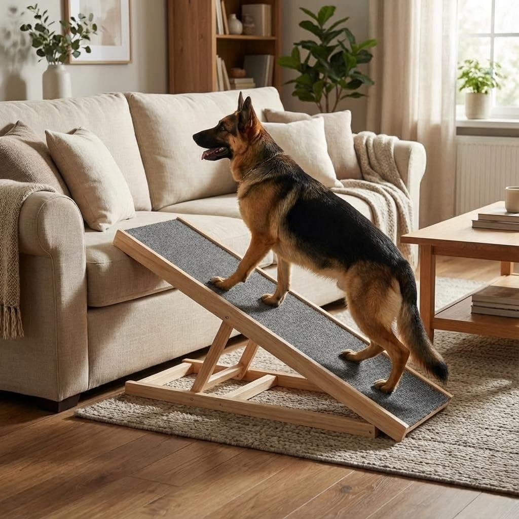 Dog Ramp for High Beds, Couches & Cars - Adjustable Foldable Pet Stairs ...