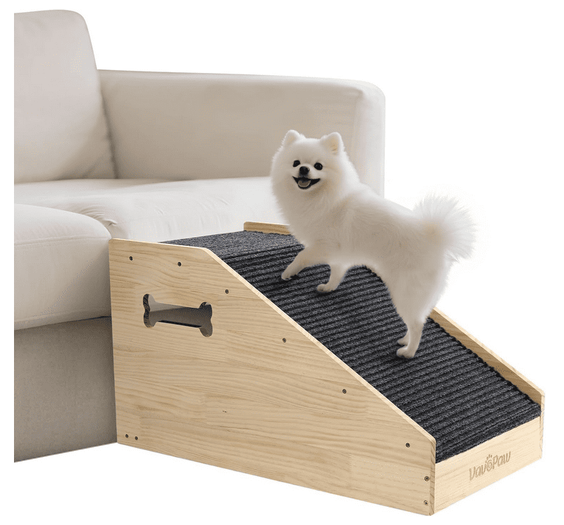 One Step Dog Ramp Dog Ramp for Stairs, Dog Stairs Ramp for Small & Aged Dogs, Wooden Anti ...