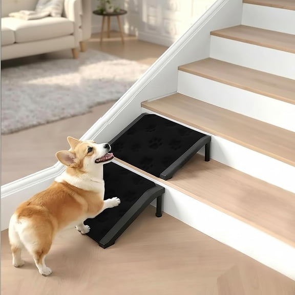 Dog Ramp for Stairs  Non-Slip Pet Ramp for Small, Short-Legged & Senior Dogs  Sponge Padding Surface + 200-lb Heavy-Duty Metal Frame  Small Dogs Climb Safely  Indoor/Outdoor Steps (Paw-2-Pack)