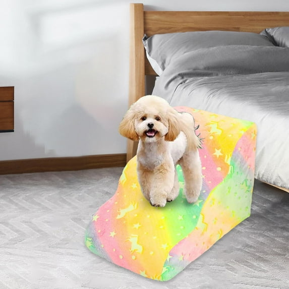 Dog Ramp Dog Steps Pet Stairs Portable with Noctilucent for High Bed Climbing Zippered Cover Convenient Detachable Anti Slip Bottom Colorful 58x38x38cm