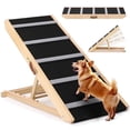 thumbnail image 1 of DOMIPET 17" Extra Wide Dog Ramp for Couch Bed Car, Adjustable Height Wooden Pet Ramp for Dogs Cats,  Stable Foldable Pet Steps (Supports up to 200LBS), 1 of 10