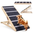 thumbnail image 1 of DOMIPET 17" Extra Wide Dog Ramp for Couch Bed Car, Adjustable Height Wooden Pet Ramp for Dogs Cats,  Stable Foldable Pet Steps (Supports up to 200LBS), 1 of 10