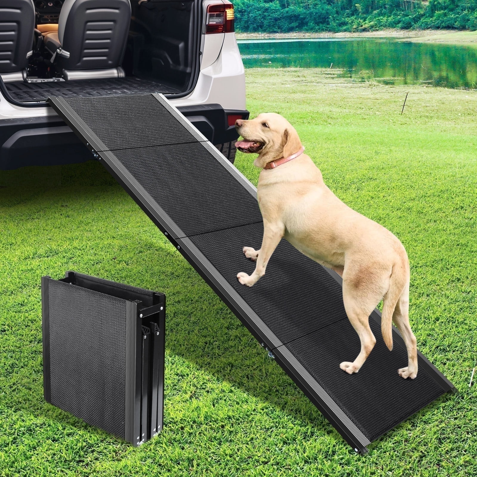 Dog Ramp for Car, 67" Long & 17" Wide Dog Ramp for Car Suvs & Trucks Folding Aluminum Folding Dog Ramp