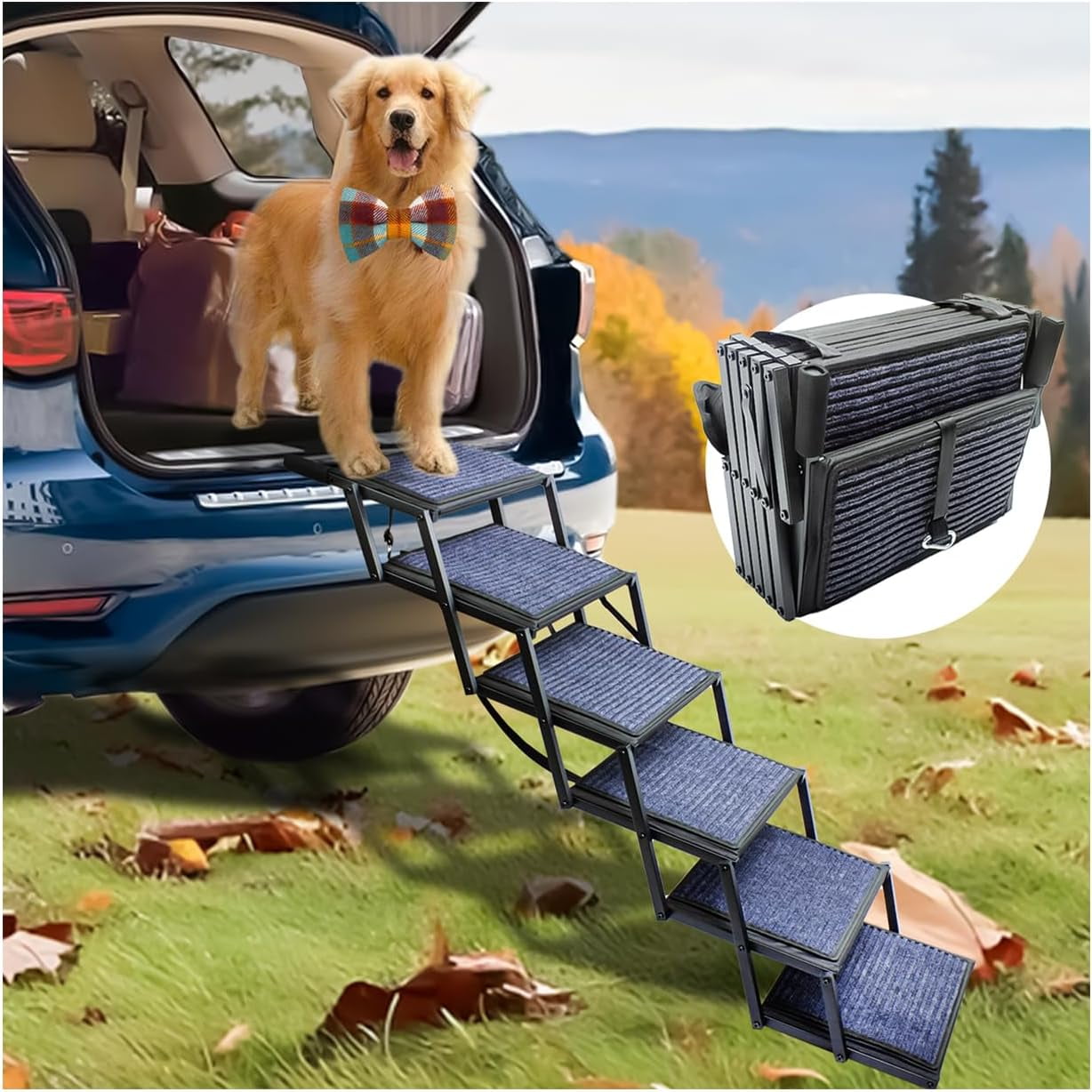 Dog Ramp for Car Truck and SUV Dog Stairs for Large Dogs Folding Pet ...