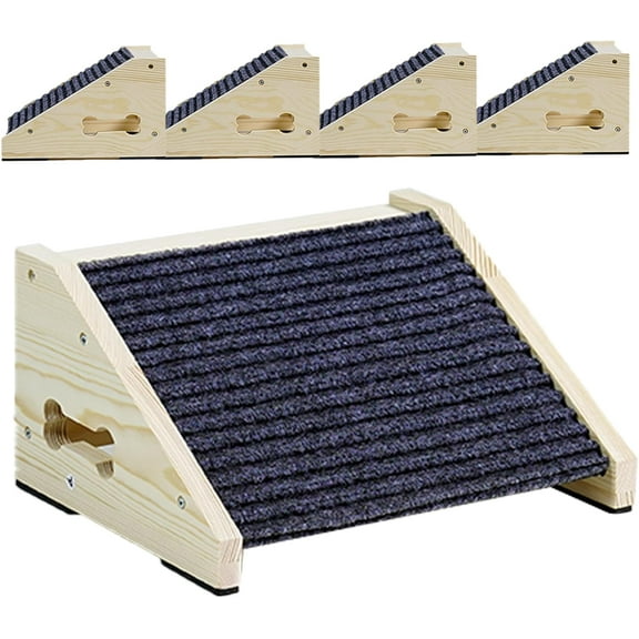 Dog Ramps for Stairs, Wooden Pet Ramp Stairs for Small Medium Dogs, Non-Slip Dog Pet Steps for Any Staircase, Stair Ramp for Injured Dogs with Anti-Slip Strip, 4 Pack