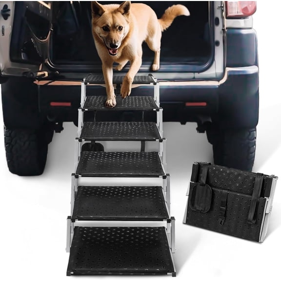 Dog Ramps for Large Dogs - Portable Dog Steps for Cars and SUV, Truck, Lightweight Non-Slip Dog Stairs Support Up to 200 Lbs