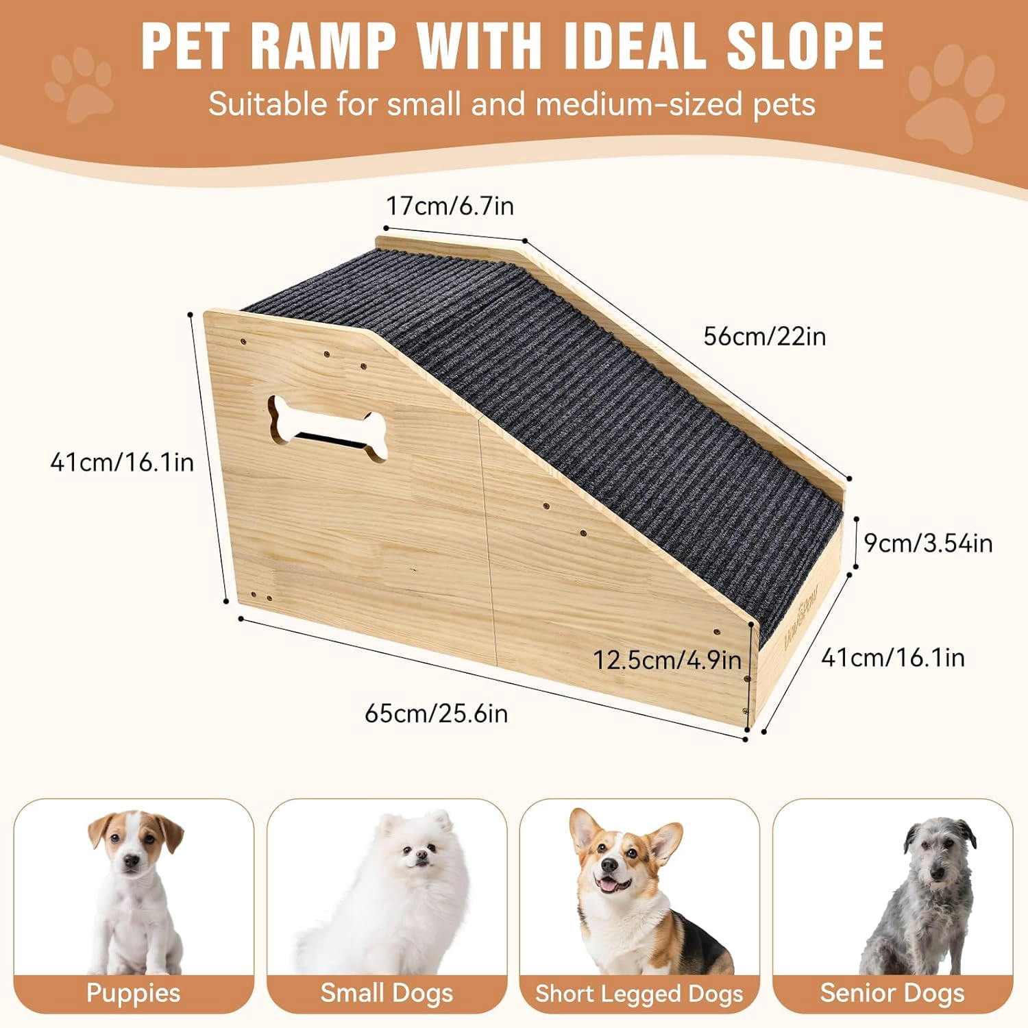 Dog Ramps for Small Dogs with Non-slip Cover, Gentle Slope Pet Steps ...
