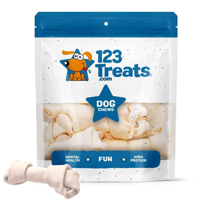Dog Rawhide Chews Bones for Medium to Large Dogs 6 7 10 Count 100 Natural Premium Raw Hides Bulk Treats by 123 Treats Walmart
