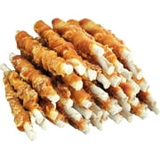 Dog Rawhide Twist 5 Inch 40 Count Chicken Hide Sticks Chicken Wrapped Training Snacks Dog Chews Treats for Puppy and Small Dogs