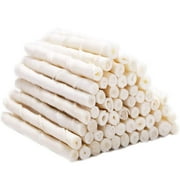 MON2SUN Dog Rawhide Twist Sticks Natural 5 inch Thin Sticks Rawhide Chews Dog Treats for Puppy and Small Dogs 60 Count