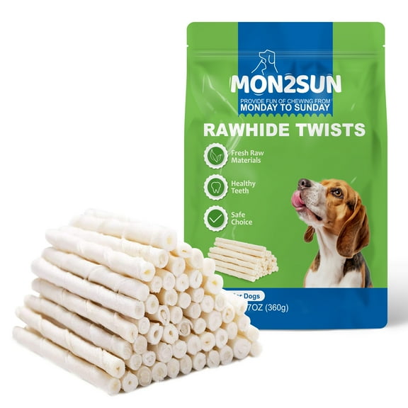 MON2SUN Rawhide Twist Sticks Small Dog Treats, 13 oz (60 Count)