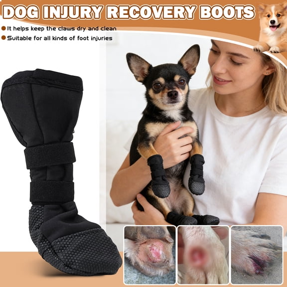 Dog Recovery Boot for Injured Feet, Post-Surgery Wound Care Protector - Breathable Dog Shoes with Non-Slip Outsole & Self-Adhesive Strap, Stop Licking & Biting for Faster Healing(1PC)