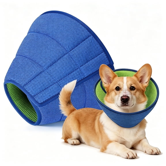 Dog Recovery Collar, Soft Cones for Dogs after Surgery, Dog Cone Collar for Wound Healing & Anti-Licking, Blue-Green