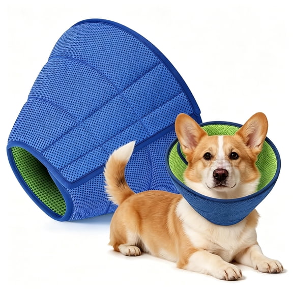 Dog Recovery Collar, Soft Cones for Dogs after Surgery, Dog Cone Collar for Wound Healing & Anti-Licking, Blue-Green