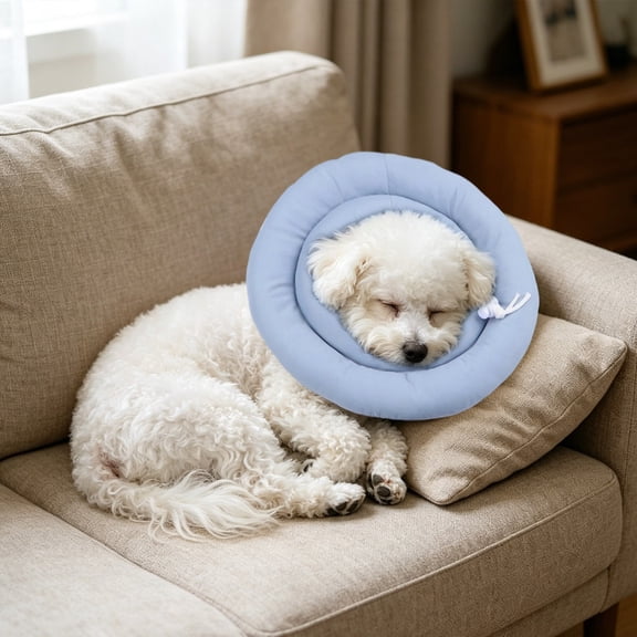 Dog Recovery Collar, Waterproof Soft Dog Cone After Surgery, Comfy Protective Elizabethan Collar Alternative for Dogs Cats, Adjustable Pet Neck Donut Cone Anti-Licking Biting Wounds,Blue,M