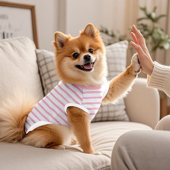 Dog Recovery Suit with Pee Hole for Post-Surgery Comfort, Neuter Spay Bodysuit for Small/Medium Dogs & Cats, 22 cm, Pink
