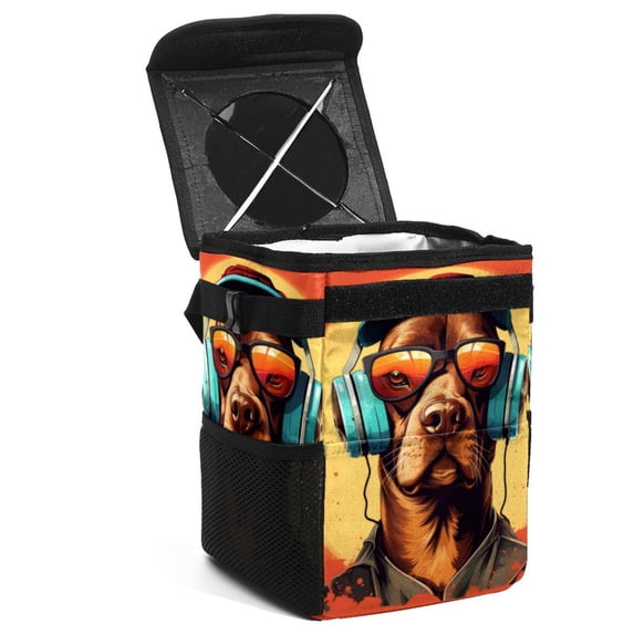 Dog Retro Foldable, with Lid, Leak-Proof, Hanging Storage Bag Car Trash Can - Car Garbage Can - Trash Can for Car