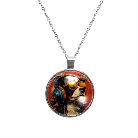 Dog Retro Glass Circular Pendant Necklace - Beautiful Handcrafted Jewelry Piece for Women